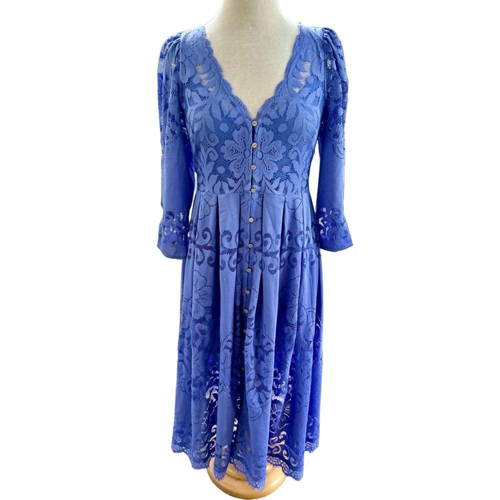 Free People Blue Lace Midi Dress